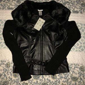 Cache Leather and sweater vest. SiZe Large NWTS